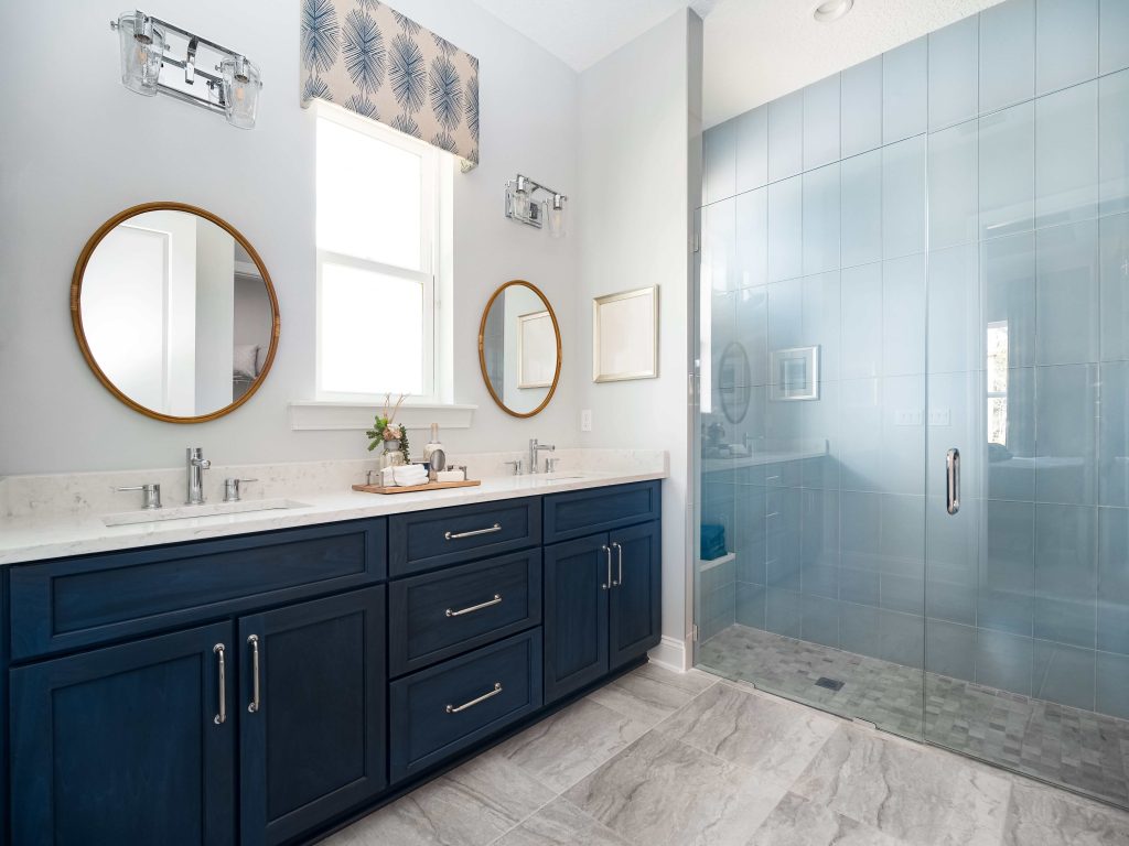 Bathroom Remodel Blue with Shower